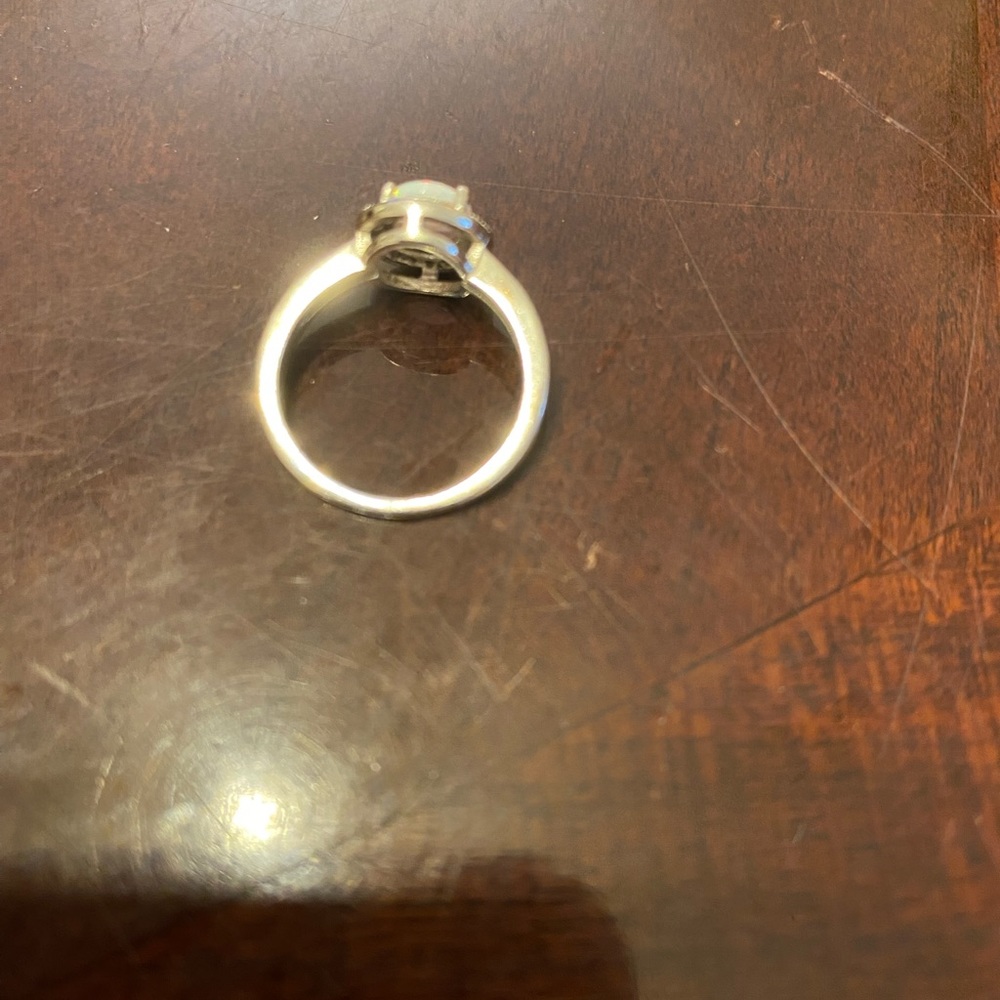 Silver ring with CZs and faux opal. - Picture 13 of 15